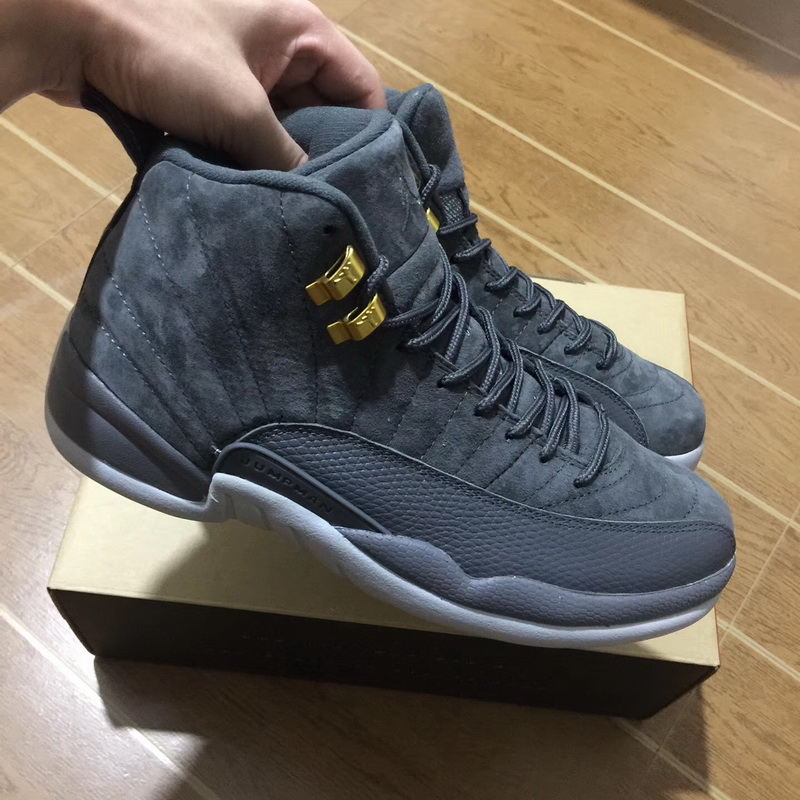 Authentic Air Jordan 12 Grey Suede